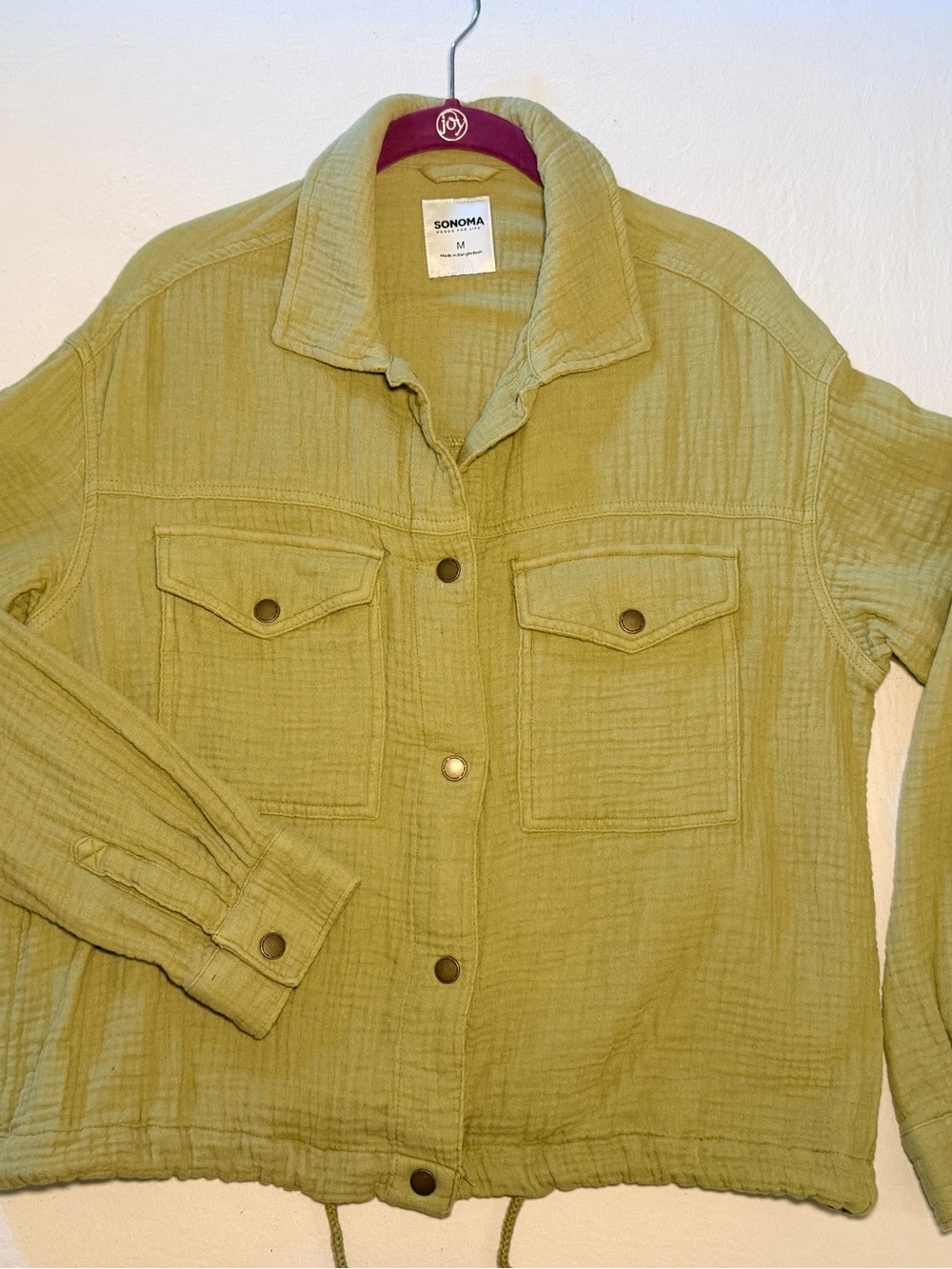 Sonoma Women’s Olive Green Button-Front Shirt Jacket